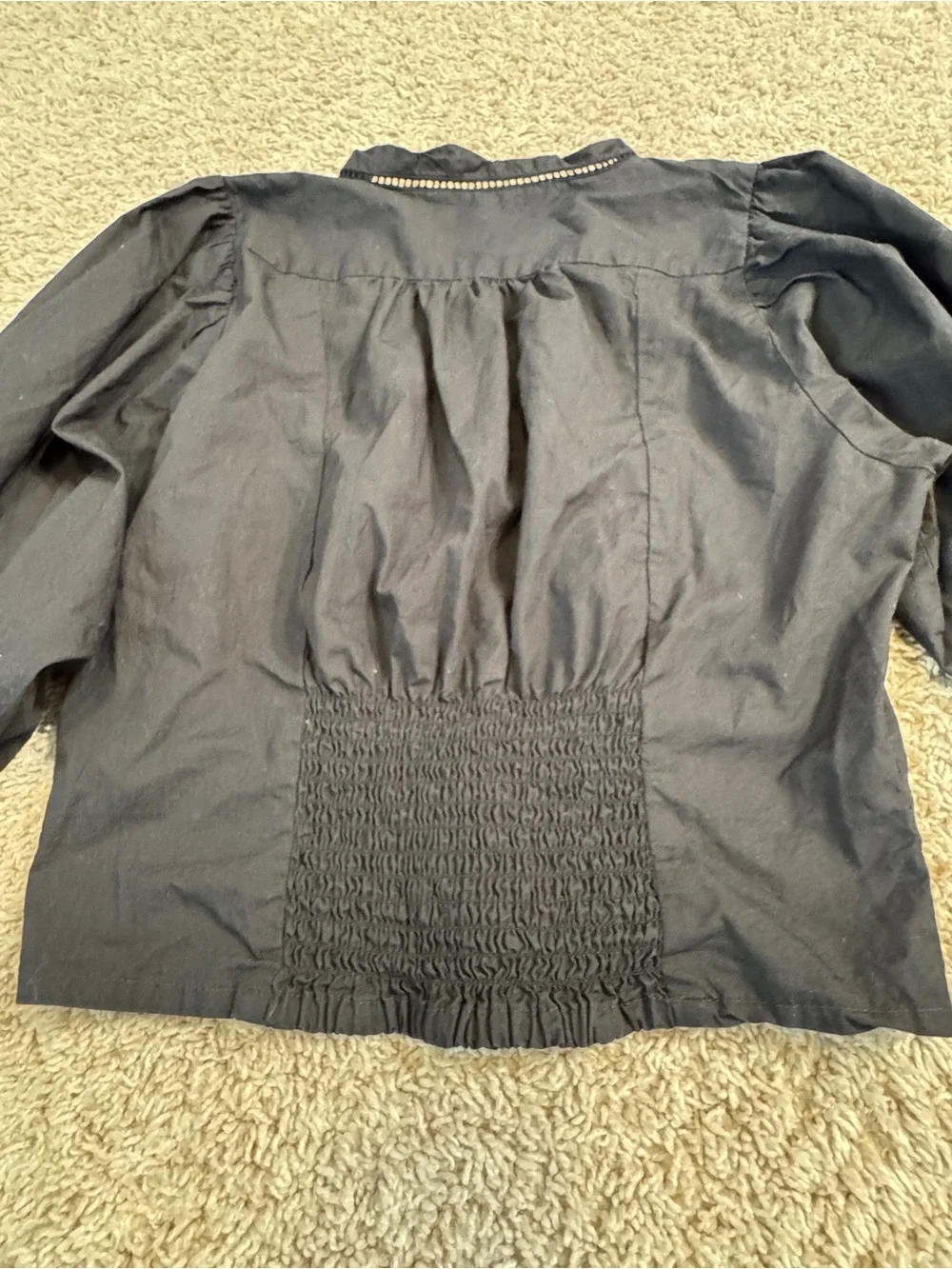 Free People Black Louella Embroidered Crochet Cropped Cotton Black Top Size S